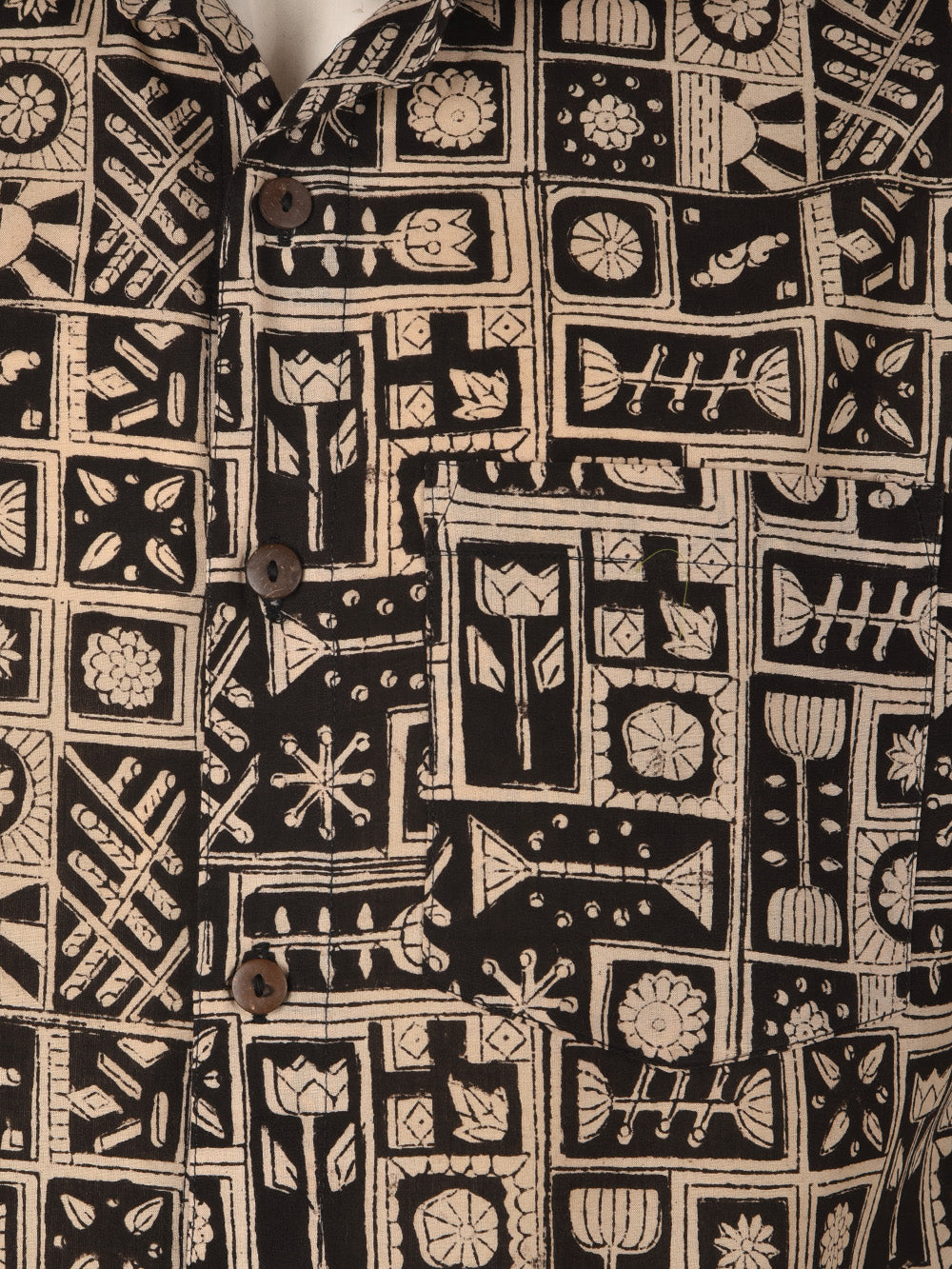 Bagru Black Lotus Cotton Mens Half Sleeve Shirts