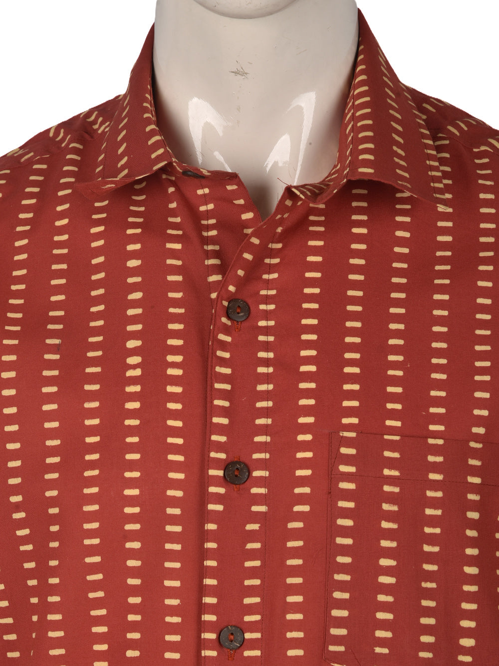 Red Dashes Cotton Mens Half Sleeve Shirts