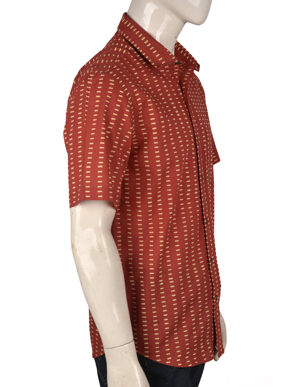 Red Dashes Cotton Mens Half Sleeve Shirts
