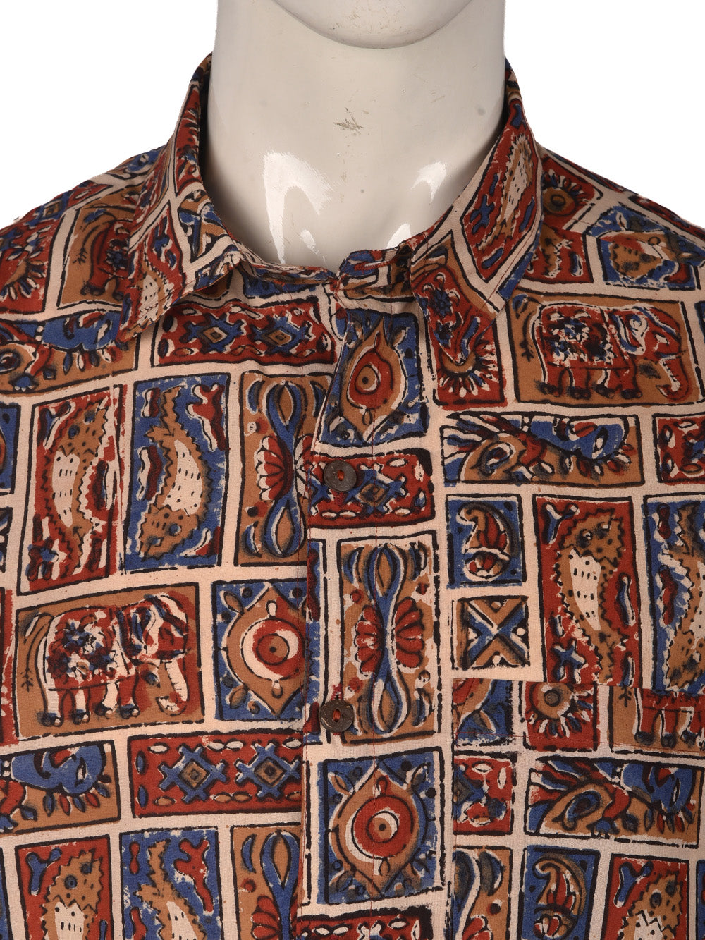 Bagru Kalamkari Cotton Mens Half Sleeve Shirts