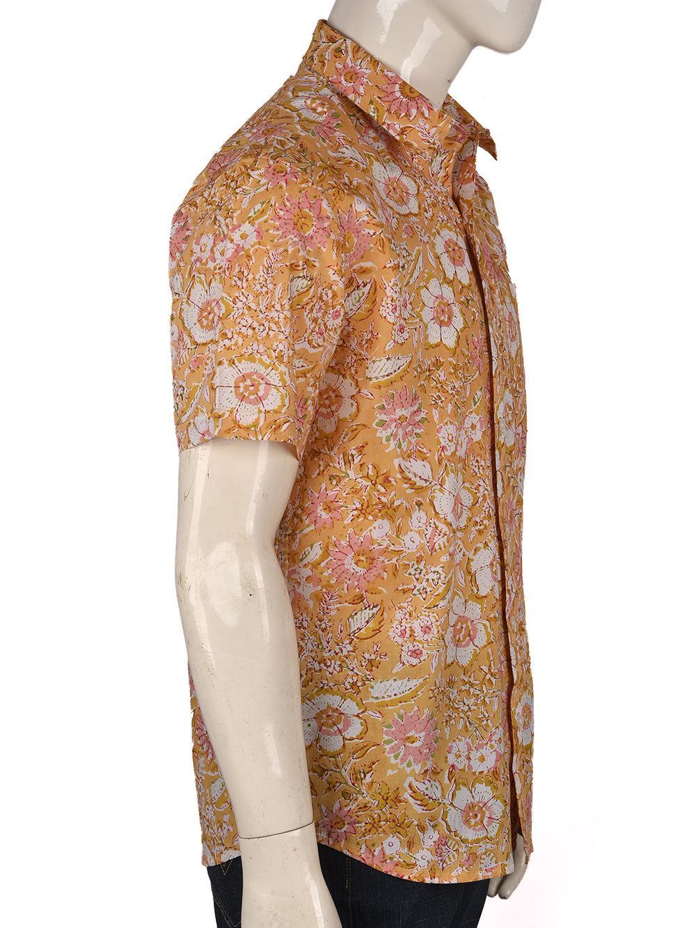 Yellow Jaal Cotton Mens Half Sleeve Shirts