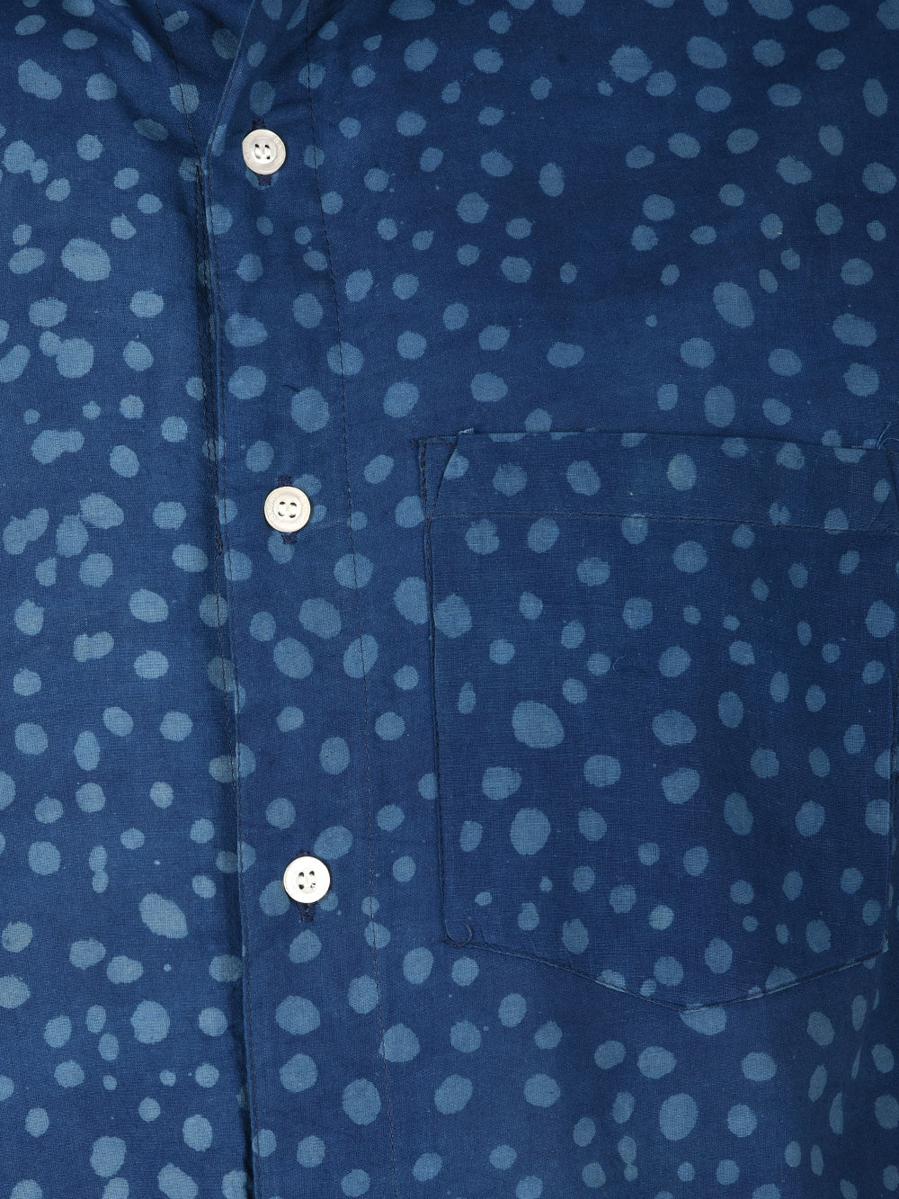 Indigo Dots Cotton Mens Half Sleeve Shirts