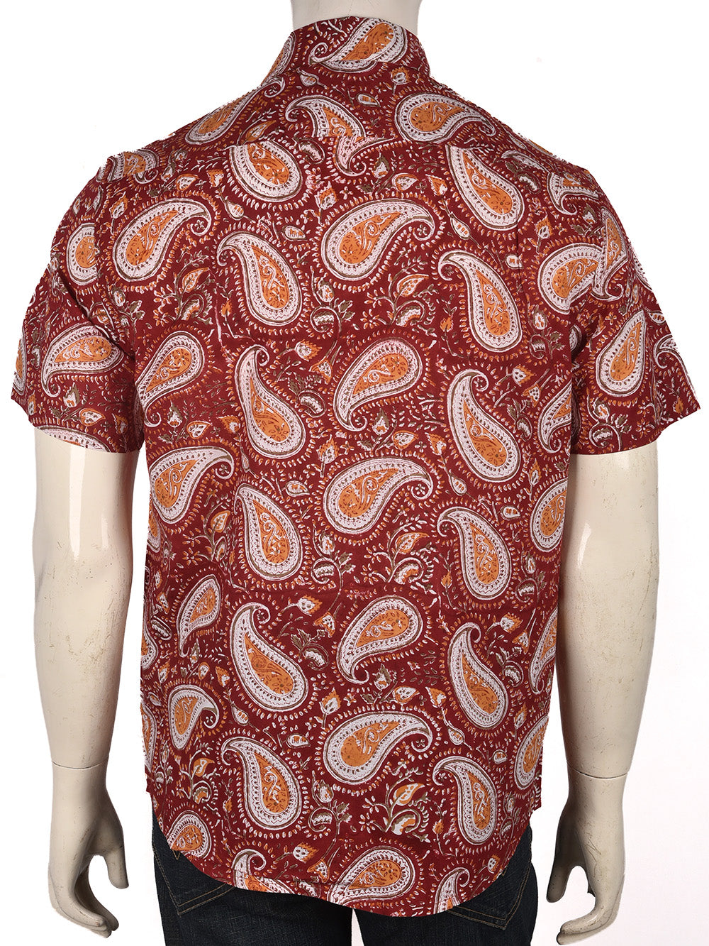 Red Jaal Cotton Mens Half Sleeve Shirts
