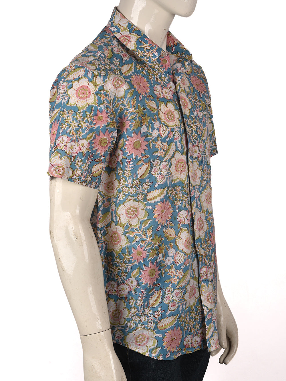 Sky Blue Bagaan Cotton Mens Half Sleeve Shirts