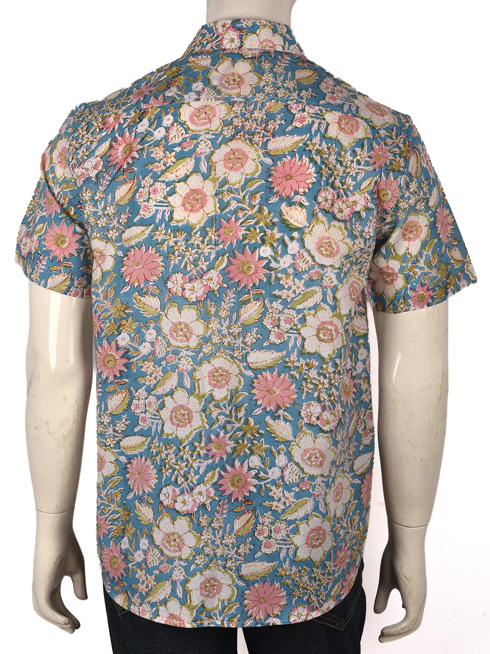 Sky Blue Bagaan Cotton Mens Half Sleeve Shirts