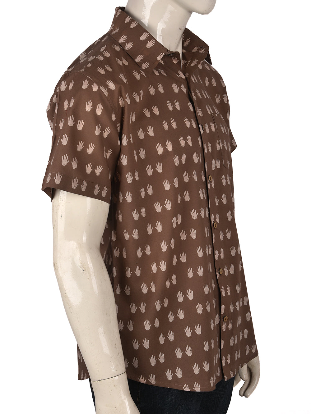 Grey Hands Cotton Mens Half Sleeve Shirts