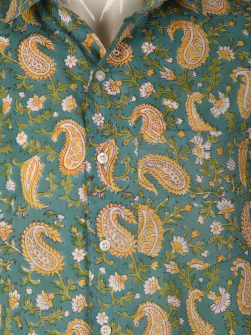 Green Paisley Cotton Mens Half Sleeve Shirts