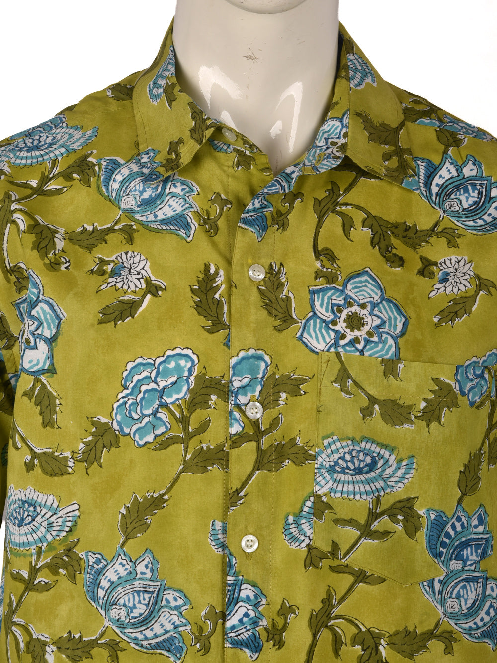 Green Gulbahar Cotton Mens Half Sleeve Shirts