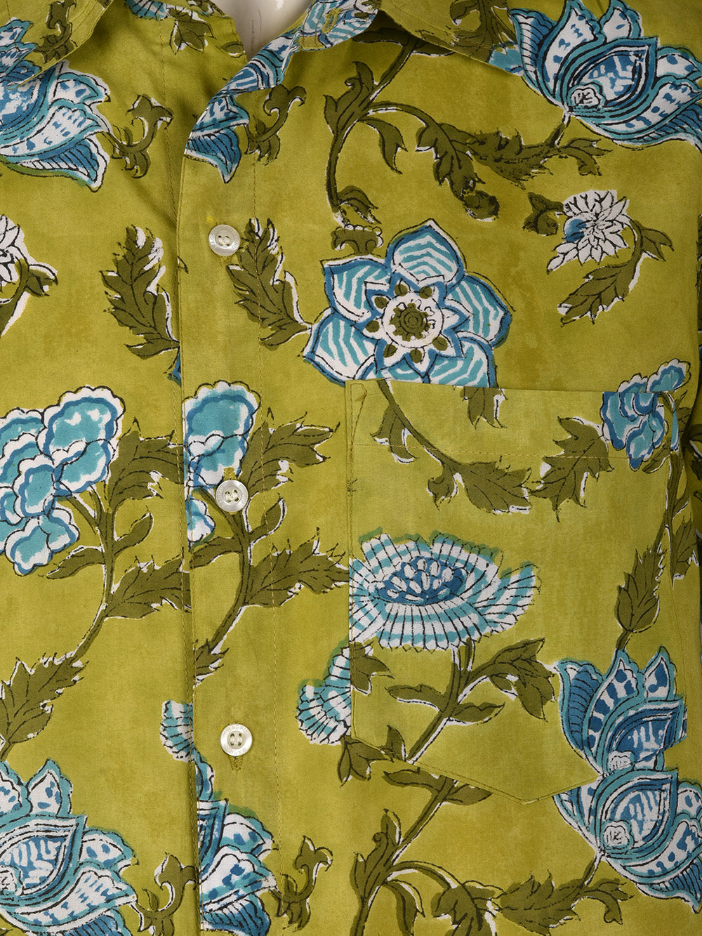 Green Gulbahar Cotton Mens Half Sleeve Shirts
