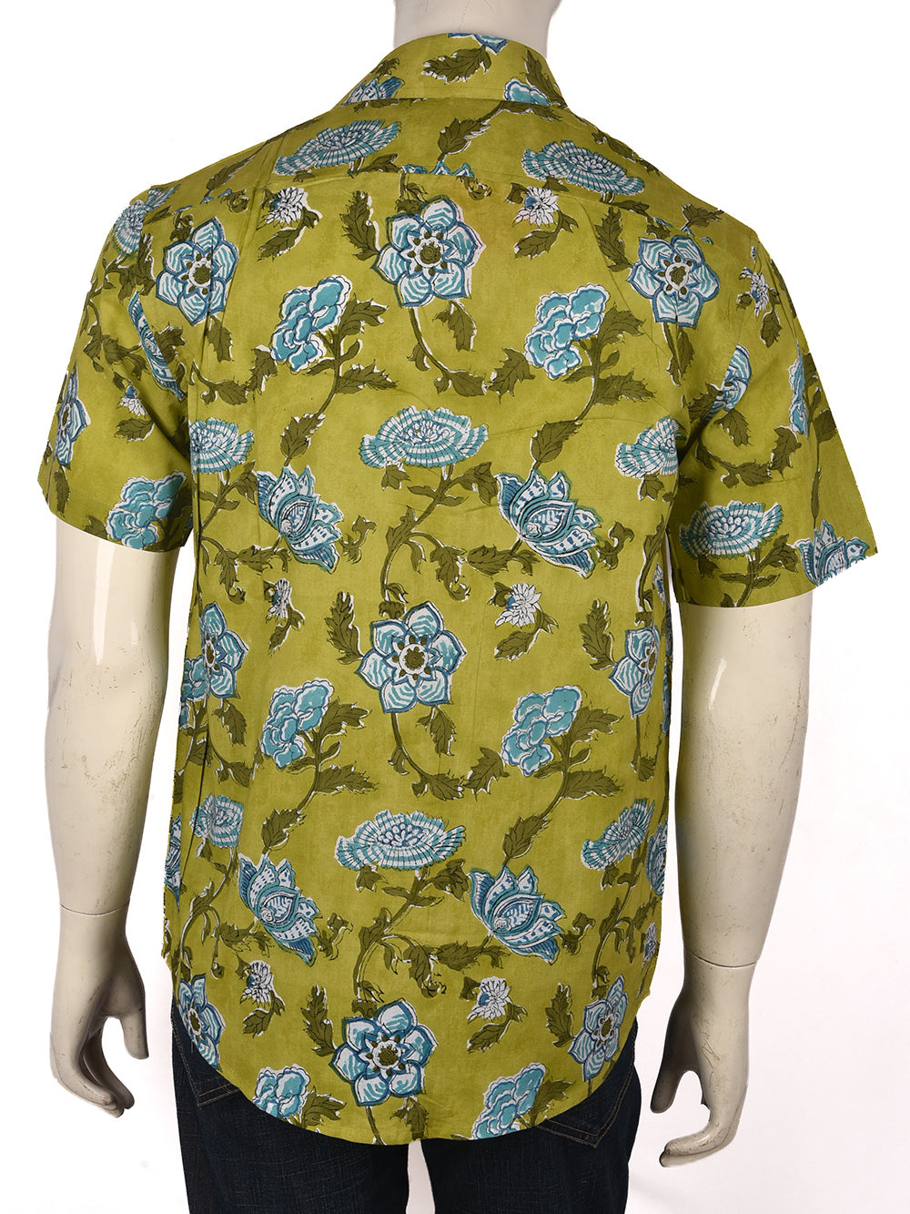 Green Gulbahar Cotton Mens Half Sleeve Shirts