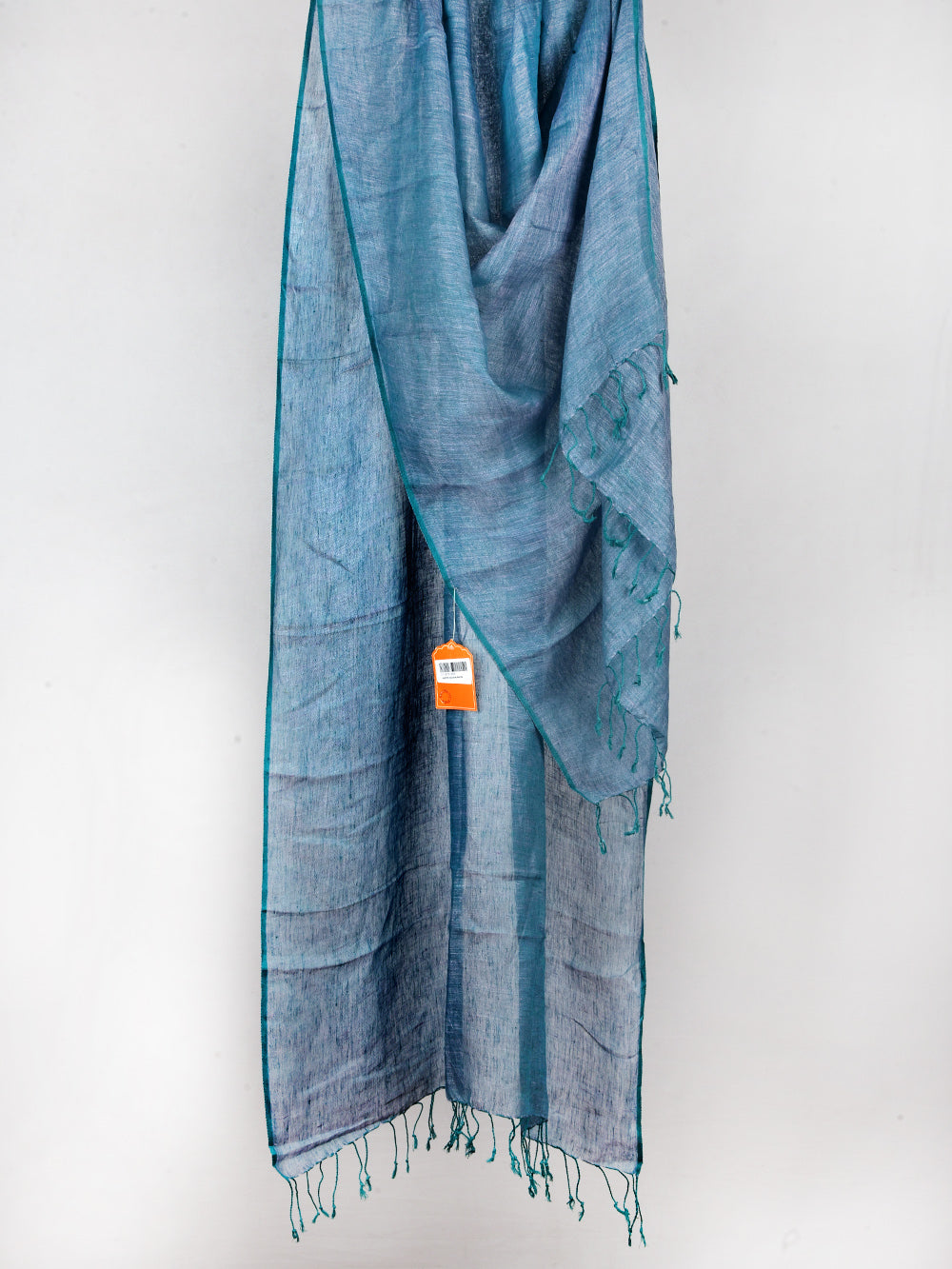 Yarn Dyed Firozi Blue Pure Linen Dupatta