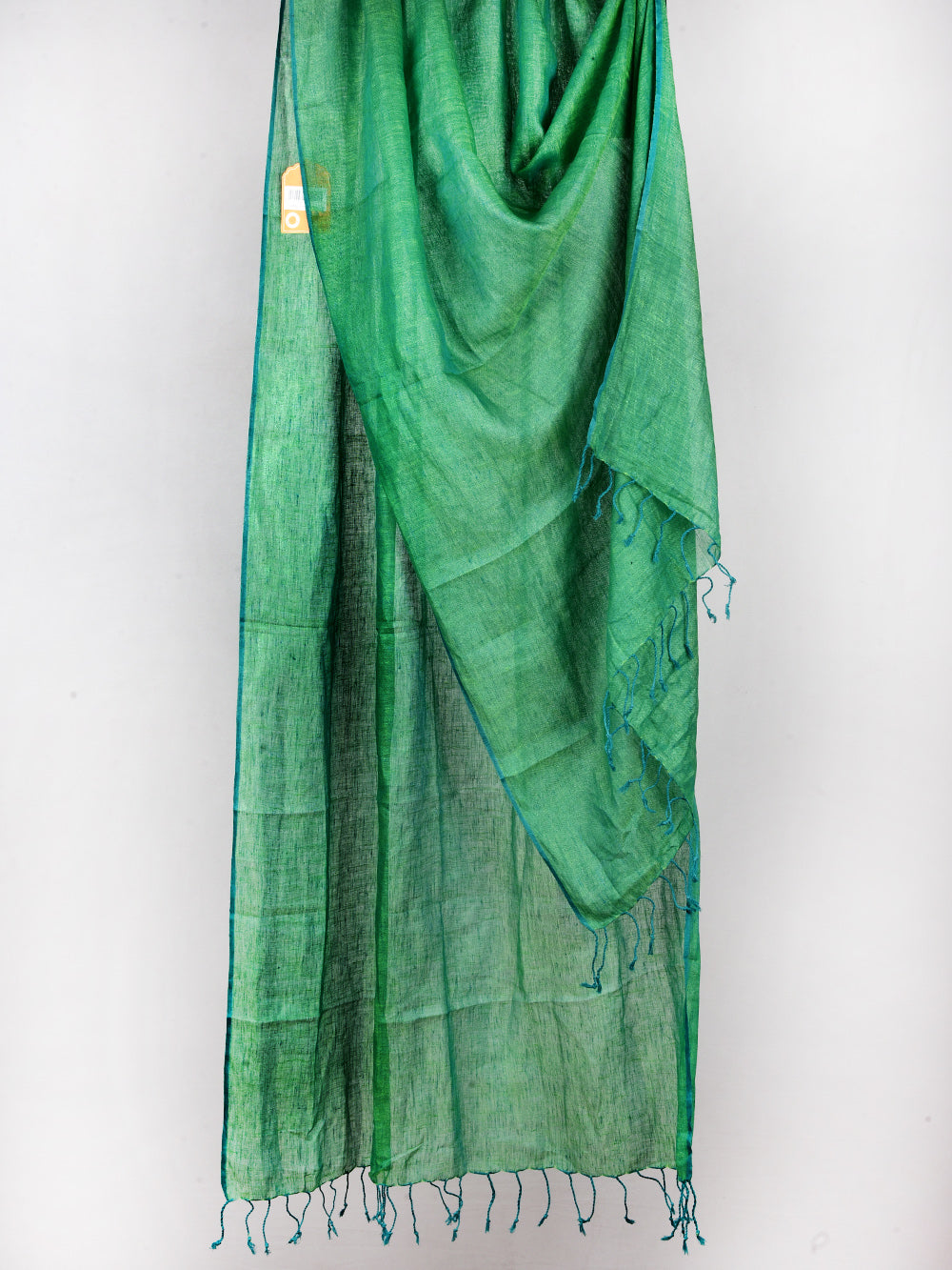 Yarn Dyed Firozi Green Pure Linen Dupatta