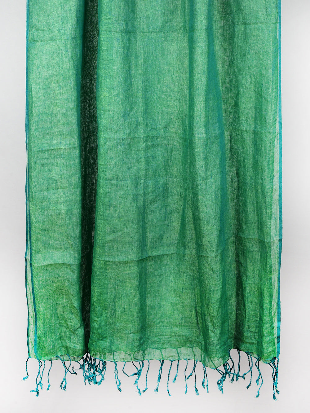 Yarn Dyed Firozi Green Pure Linen Dupatta