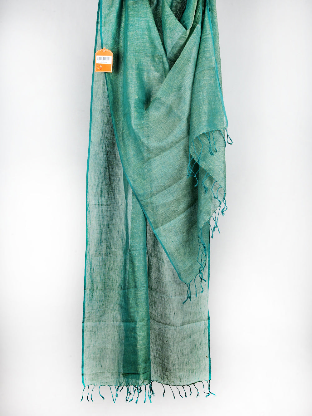 Yarn Dyed Firozi Light Green Pure Linen Dupatta