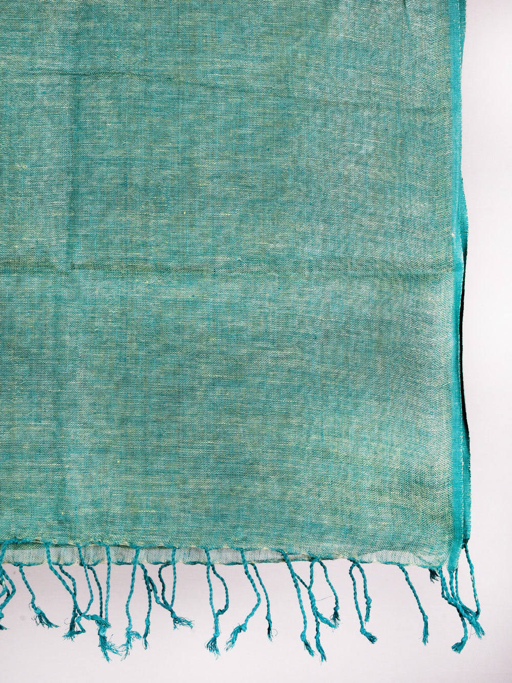 Yarn Dyed Firozi Light Green Pure Linen Dupatta