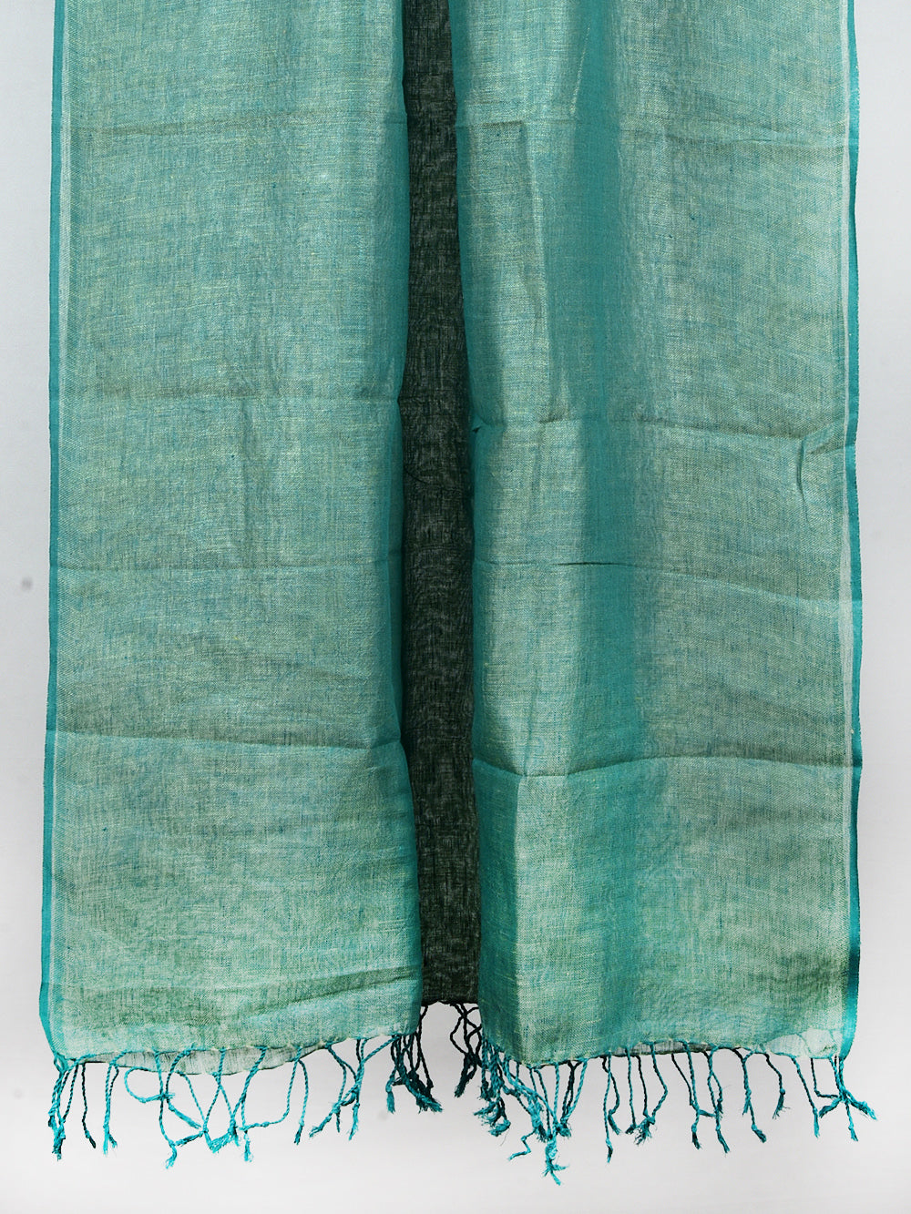 Yarn Dyed Firozi Light Green Pure Linen Dupatta