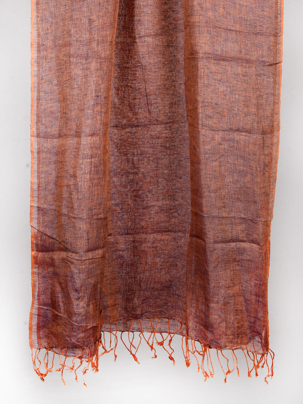 Yarn Dyed Orange Blue Pure Linen Dupatta