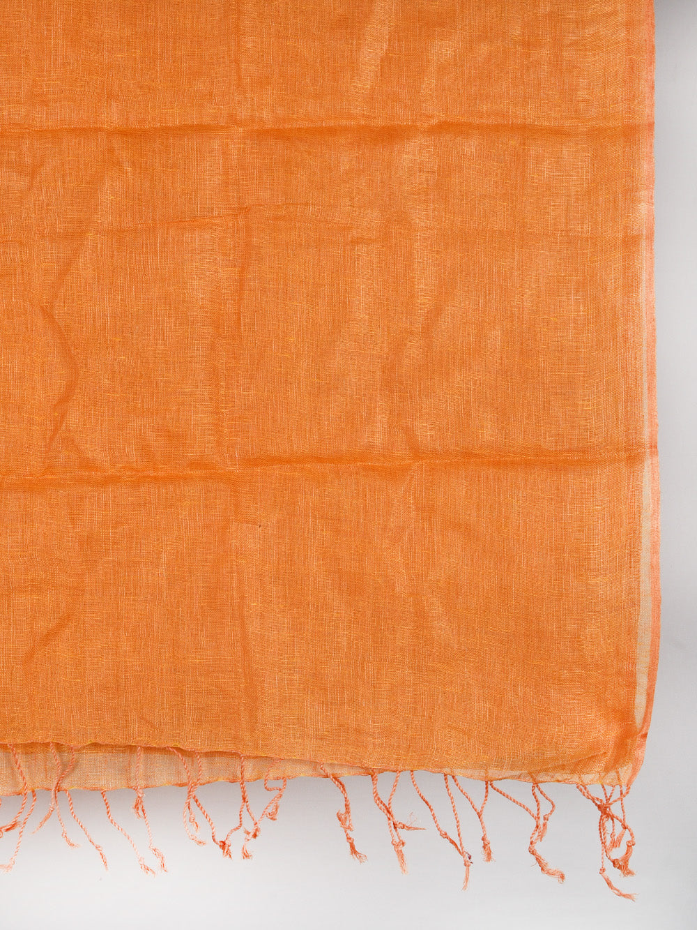 Yarn Dyed Orange Yellow Pure Linen Dupatta