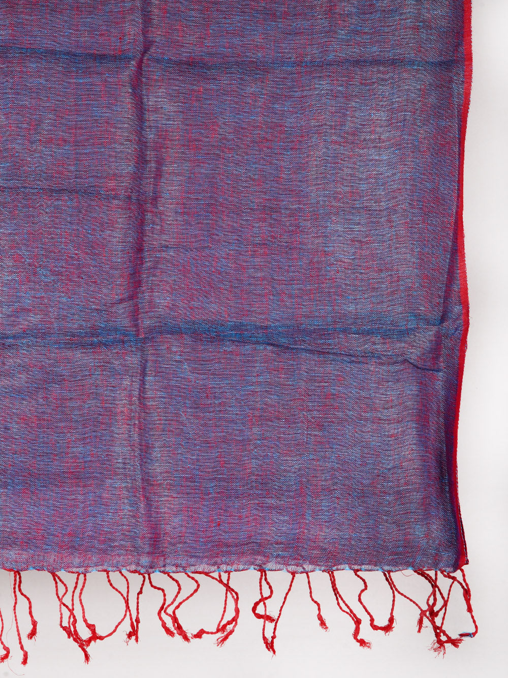 Yarn Dyed Red Blue Pure Linen Dupatta