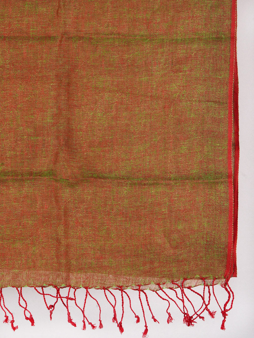 Yarn Dyed Red Green Pure Linen Dupatta