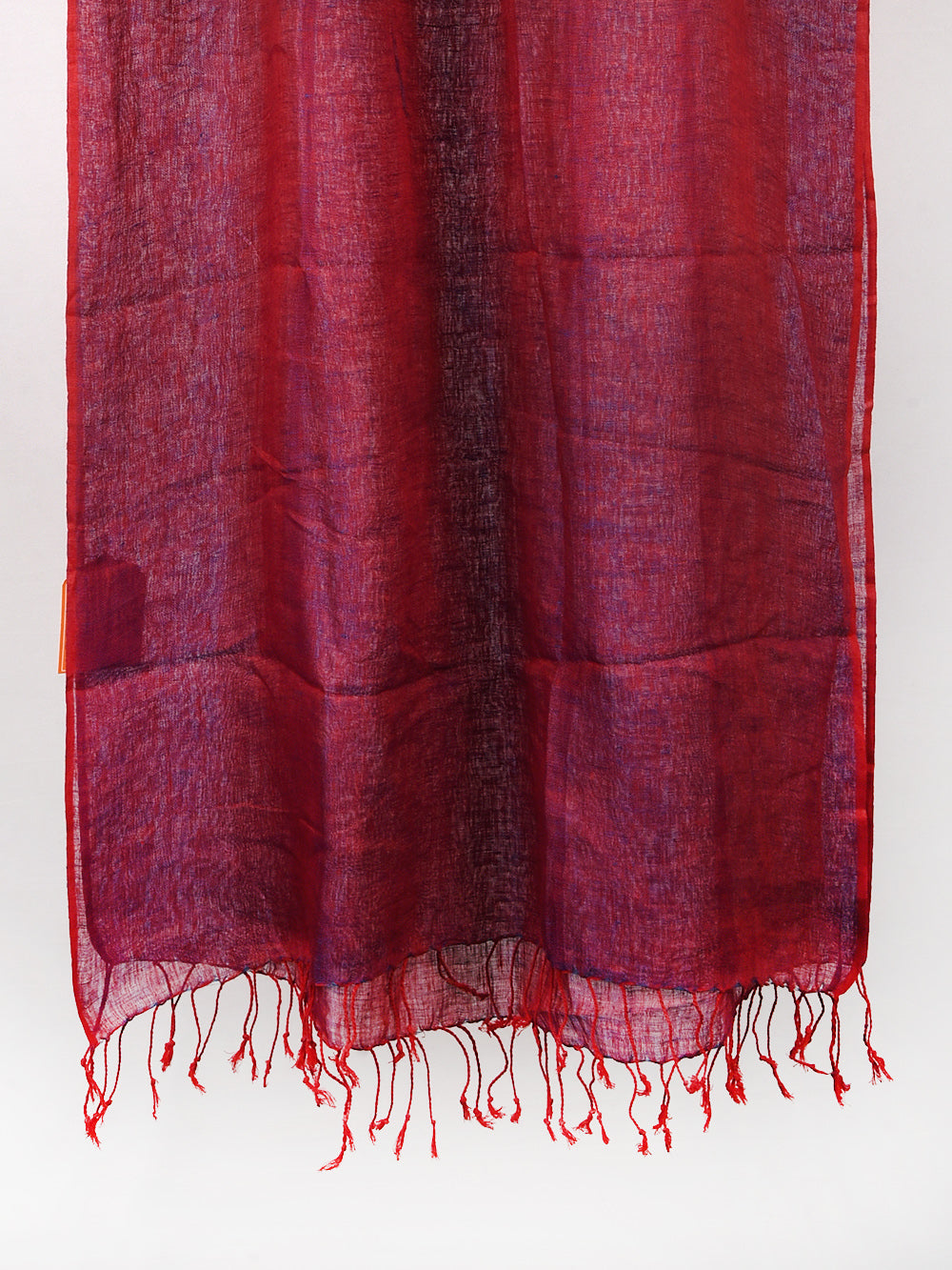 Yarn Dyed Red Pink Pure Linen Dupatta