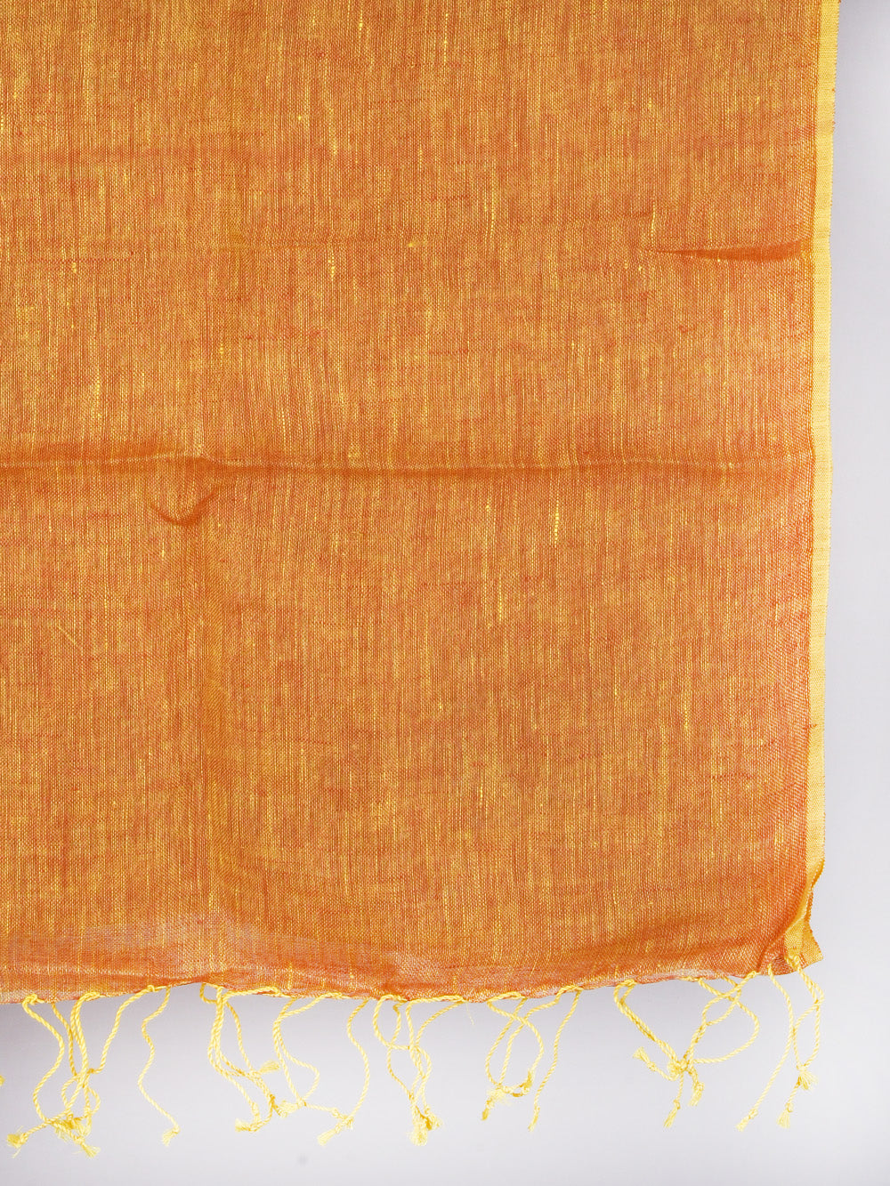 Yarn Dyed Yellow Orange Pure Linen Dupatta