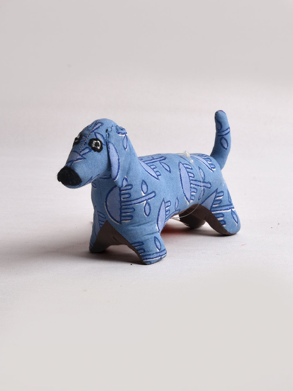 Dog Sky Blue Hand Block Printed Fabric Soft Toy