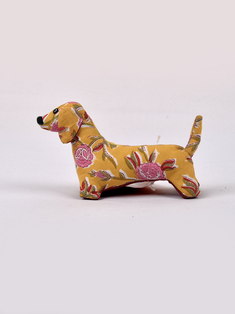 Dog Yellow Hand Block Printed Fabric Soft Toy