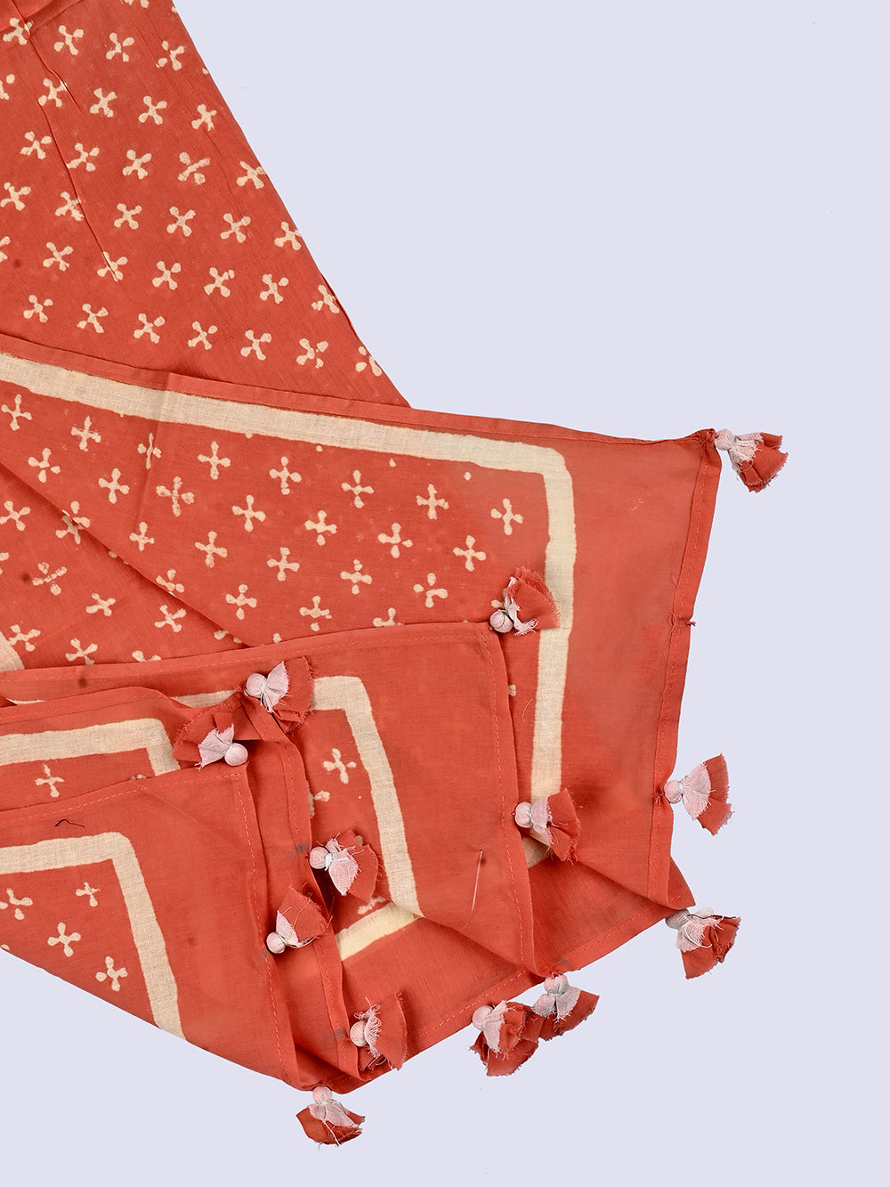 Coral Plus Cotton Voile Block Printed Stole