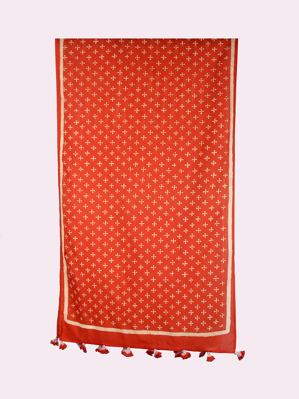 Coral Plus Cotton Voile Block Printed Stole