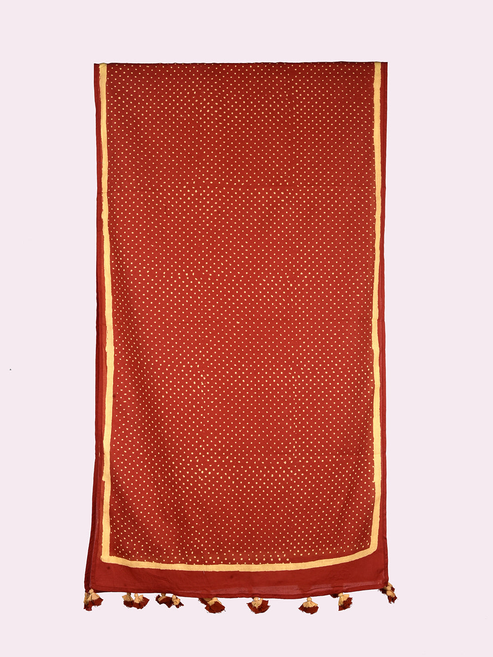 Red Bindi Cotton Voile Block Printed Stole