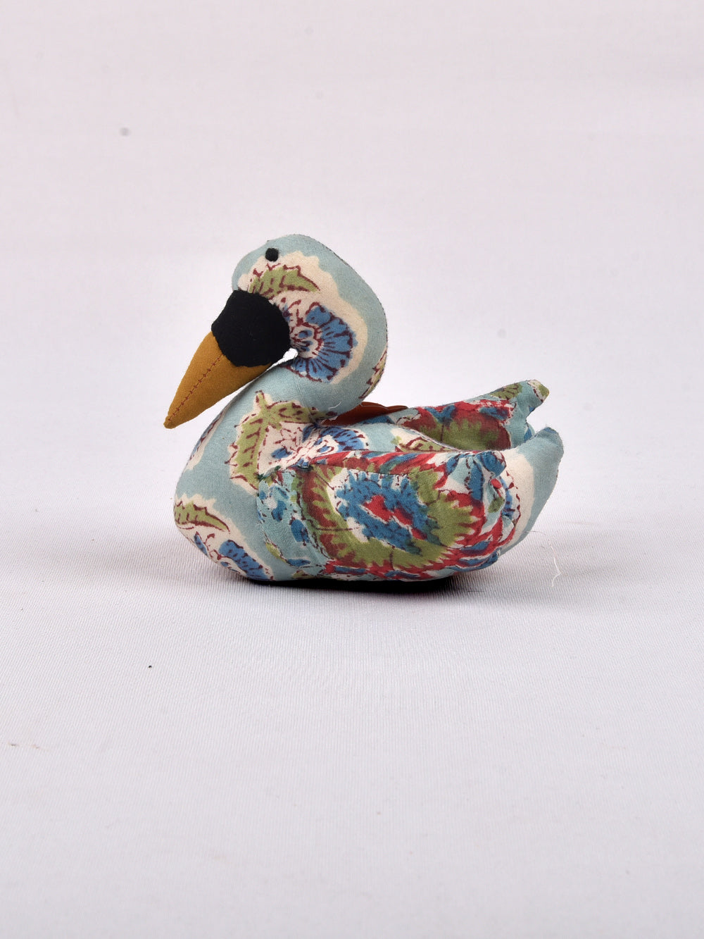 Swan Aqua Blue Hand Block Printed Fabric Soft Toy
