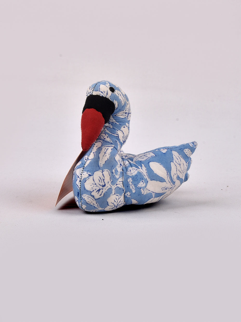 Swan Sky Blue Hand Block Printed Fabric Soft Toy