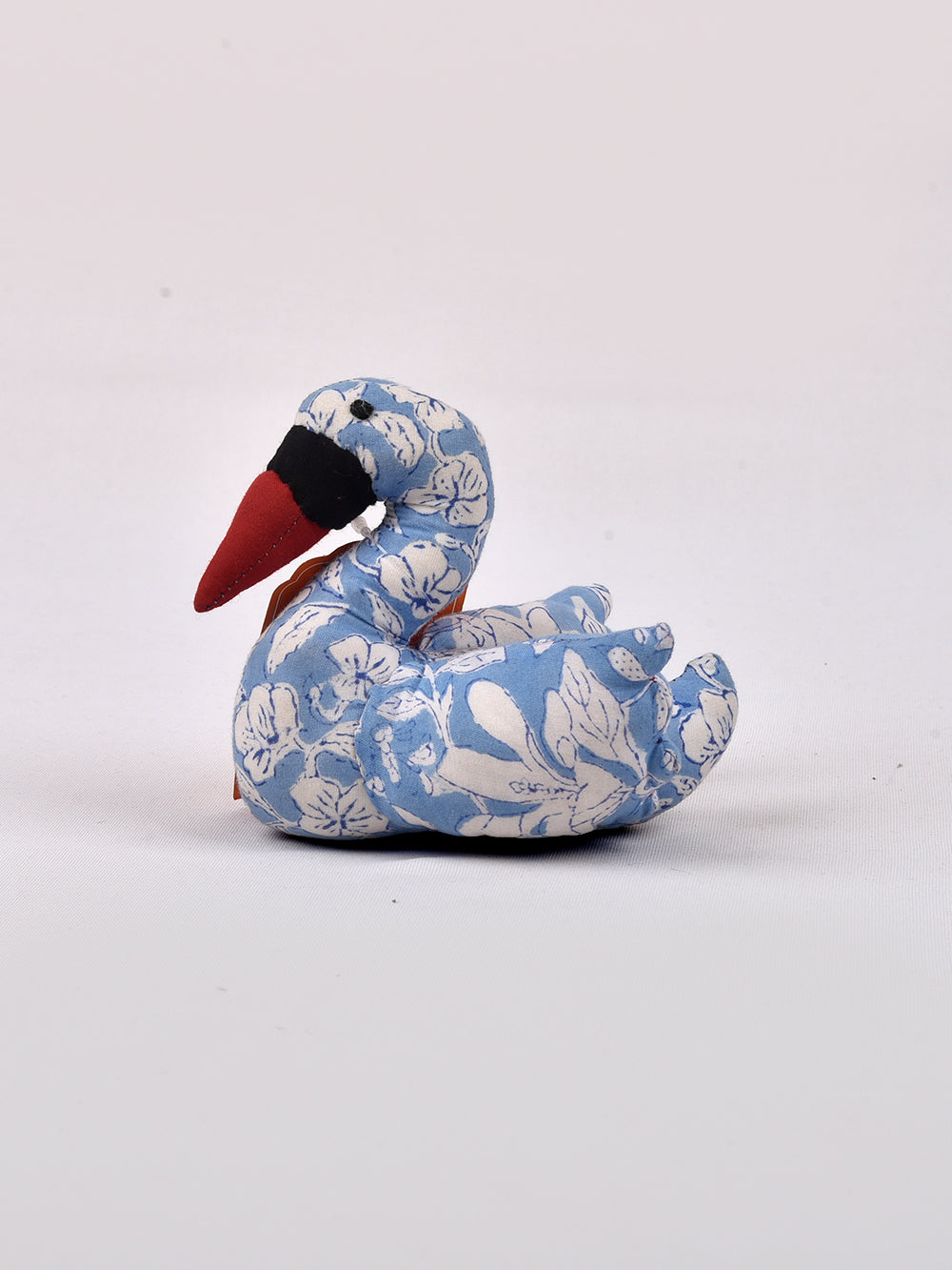 Swan Sky Blue Hand Block Printed Fabric Soft Toy