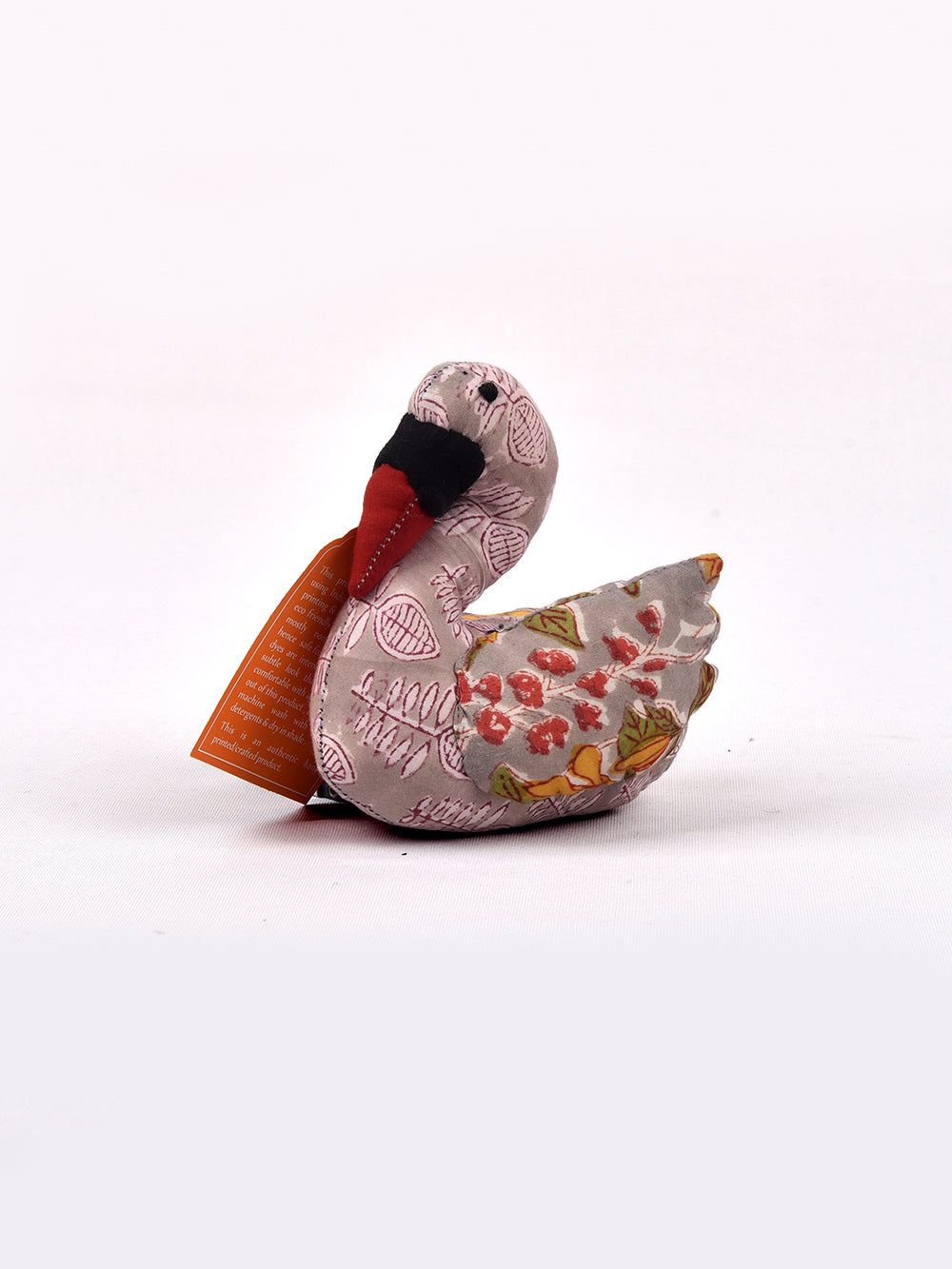Swan Grey Hand Block Printed Fabric Soft Toy