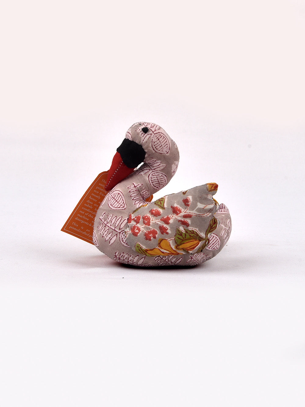 Swan Grey Hand Block Printed Fabric Soft Toy