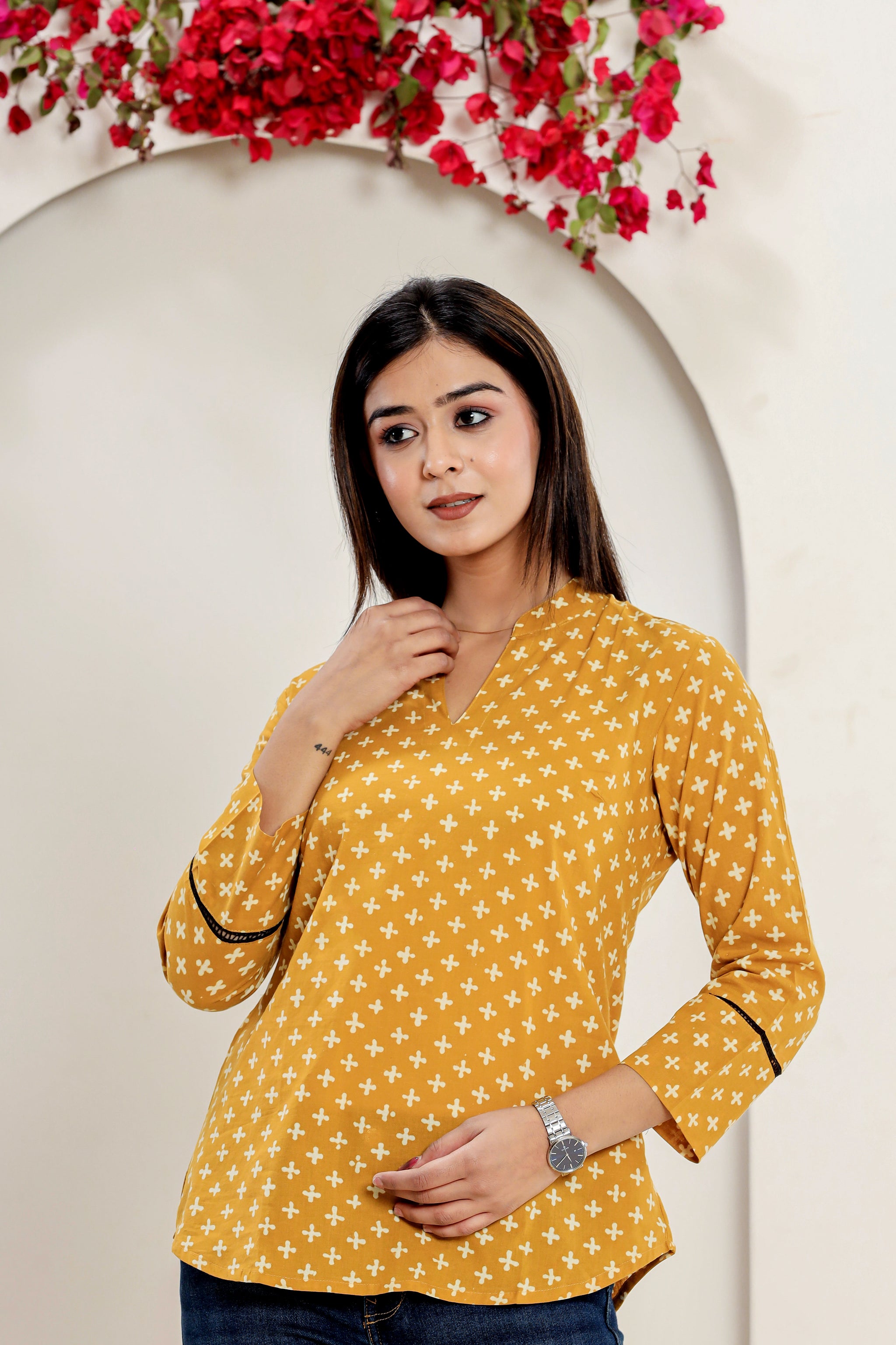 Vibrant hand block print high low top