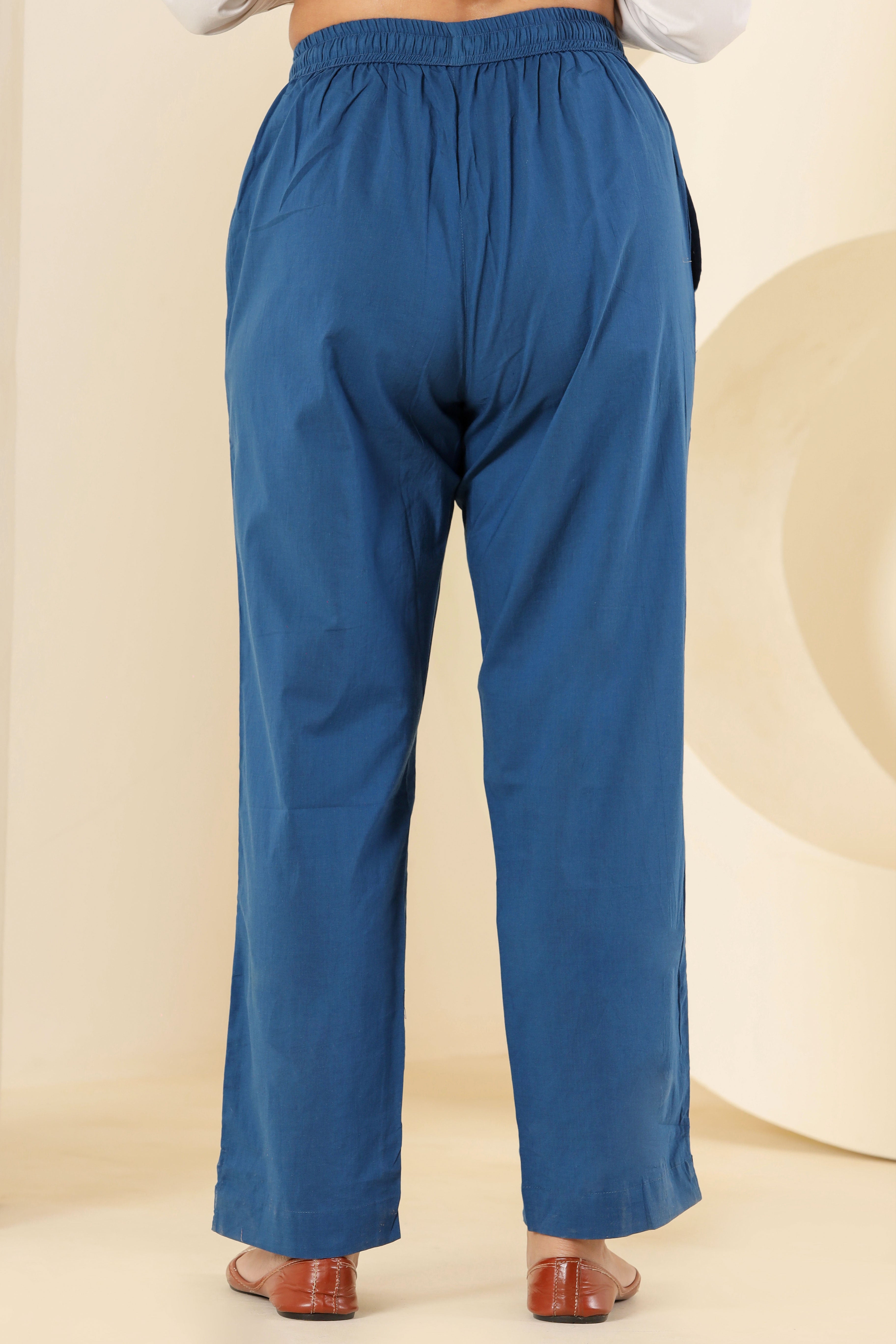 Indigo Blue Cotton Cambric Lounge Pant