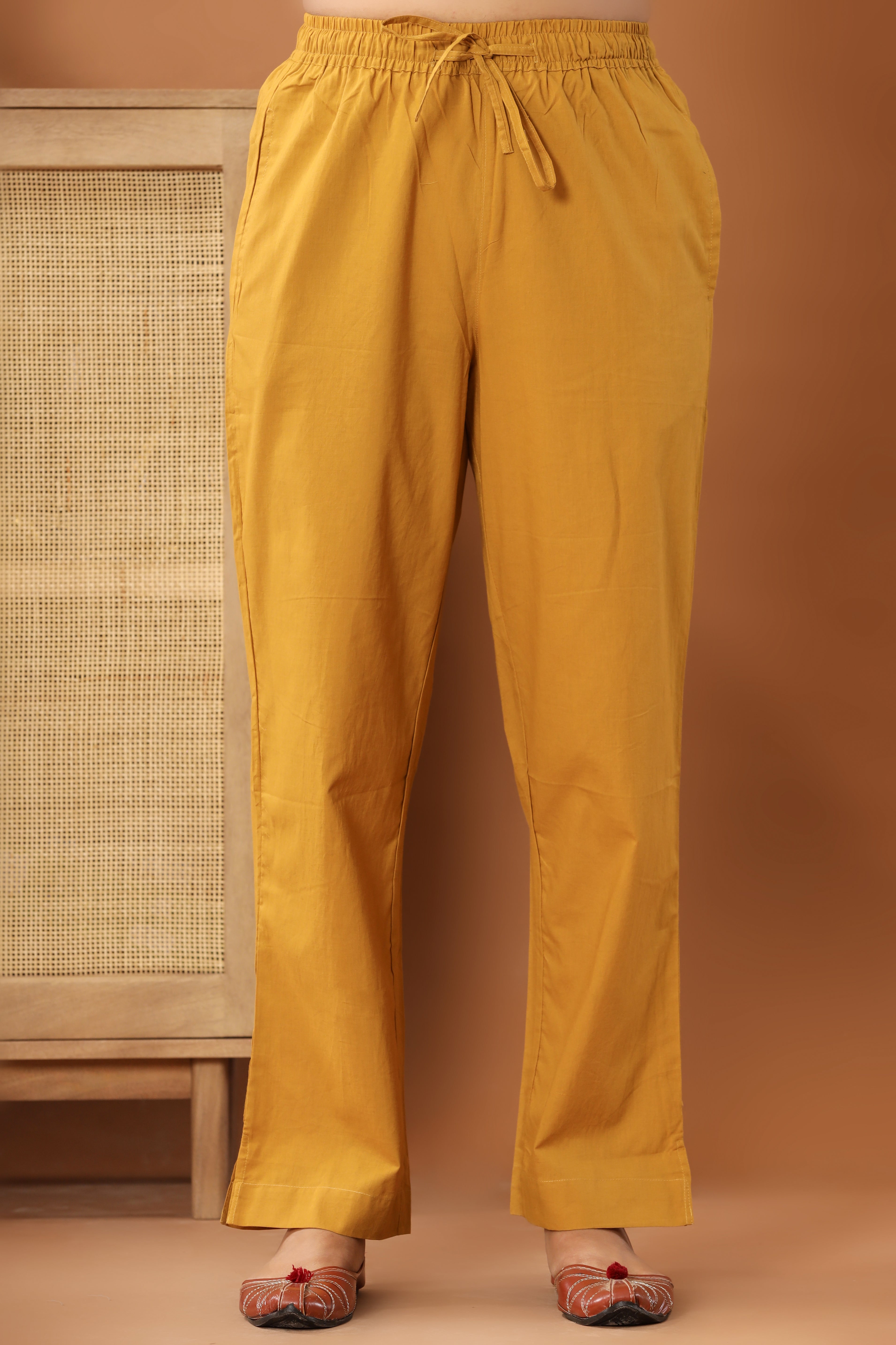 Bagru Yellow Cotton Cambric Lounge Pant
