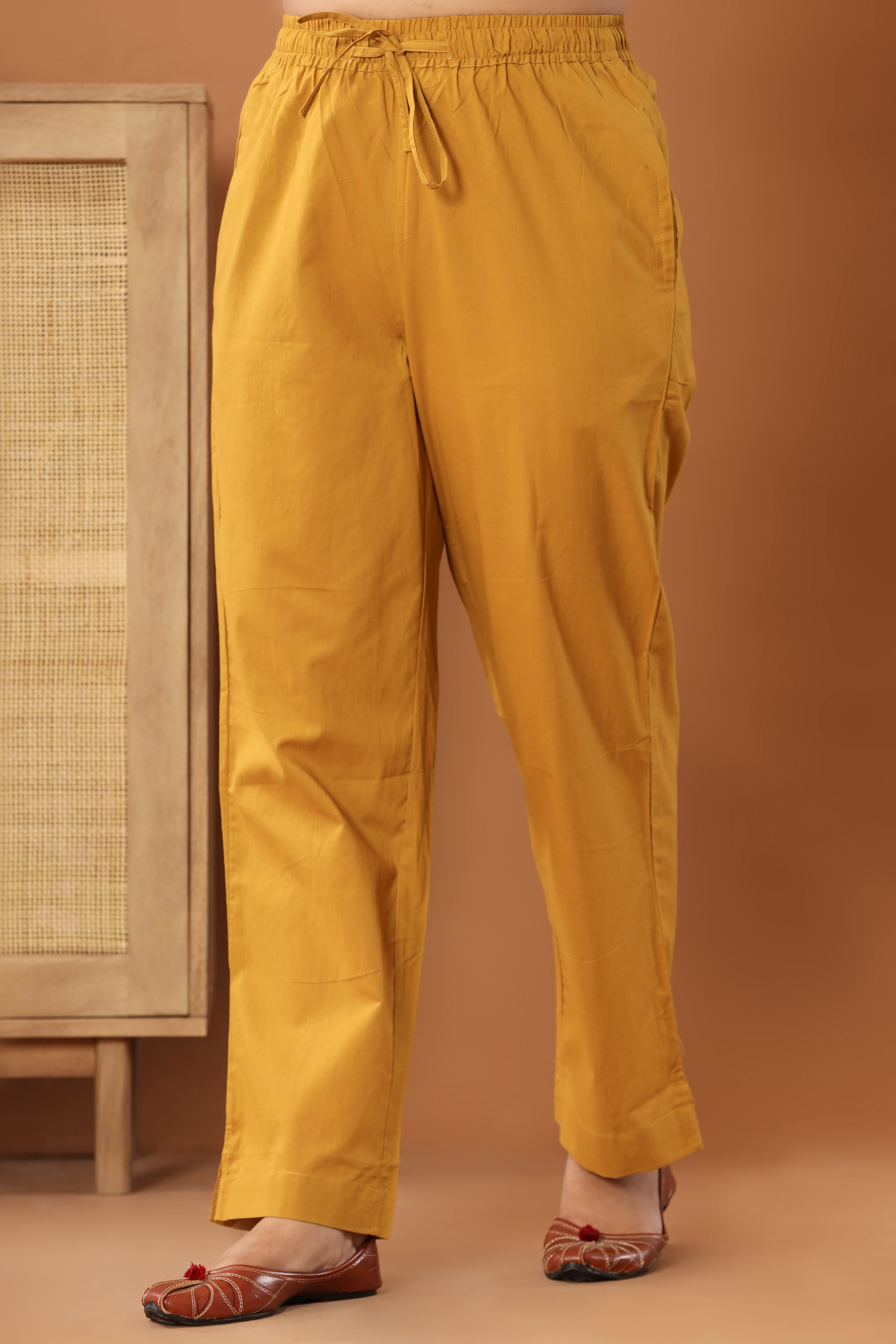Bagru Yellow Cotton Cambric Lounge Pant