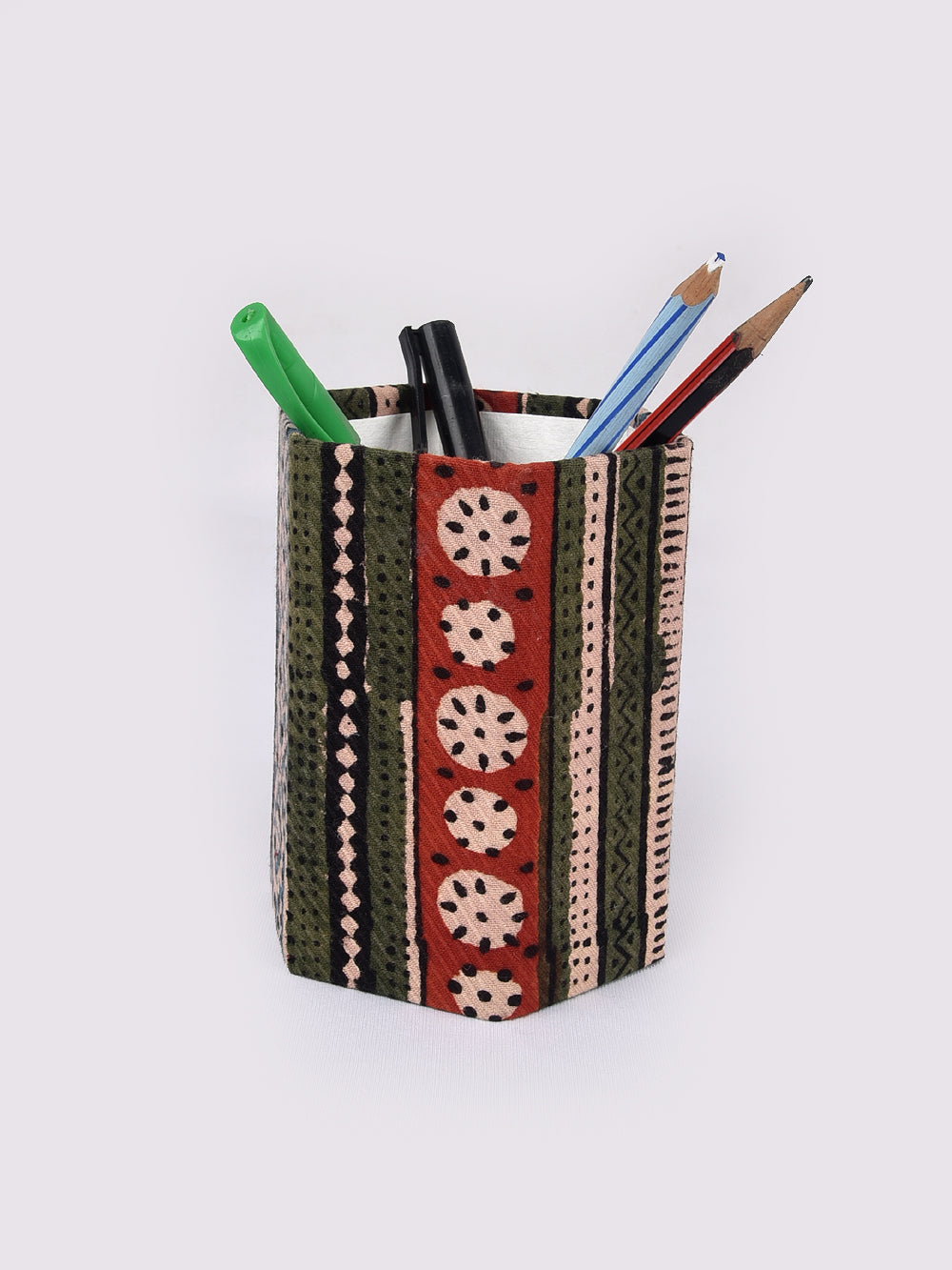 Gol Parcha Hand Block Printed Foldable Pen Stand