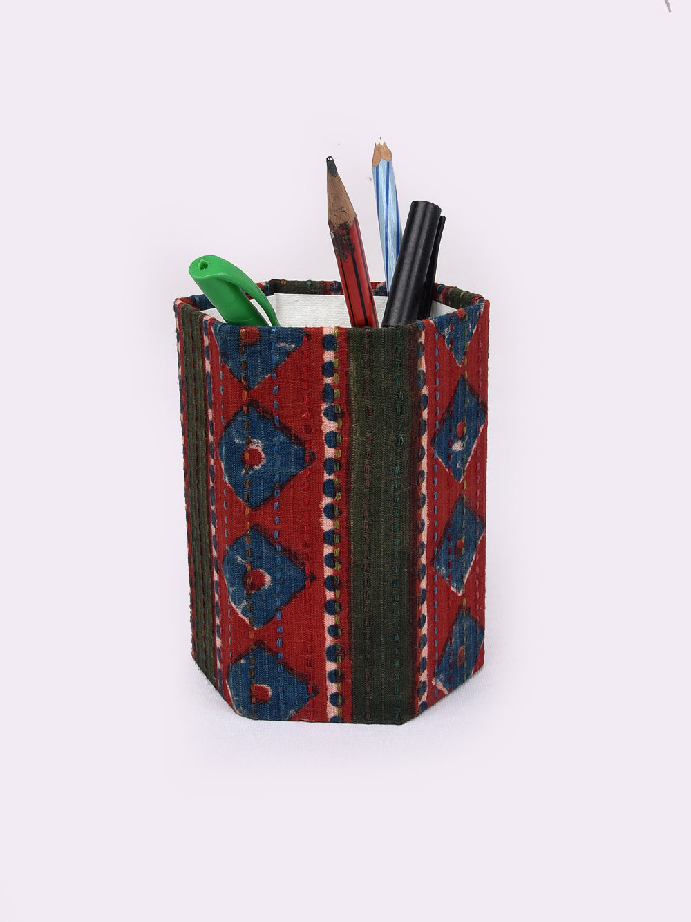 Aztec Kantha Hand Block Printed Foldable Pen Stand