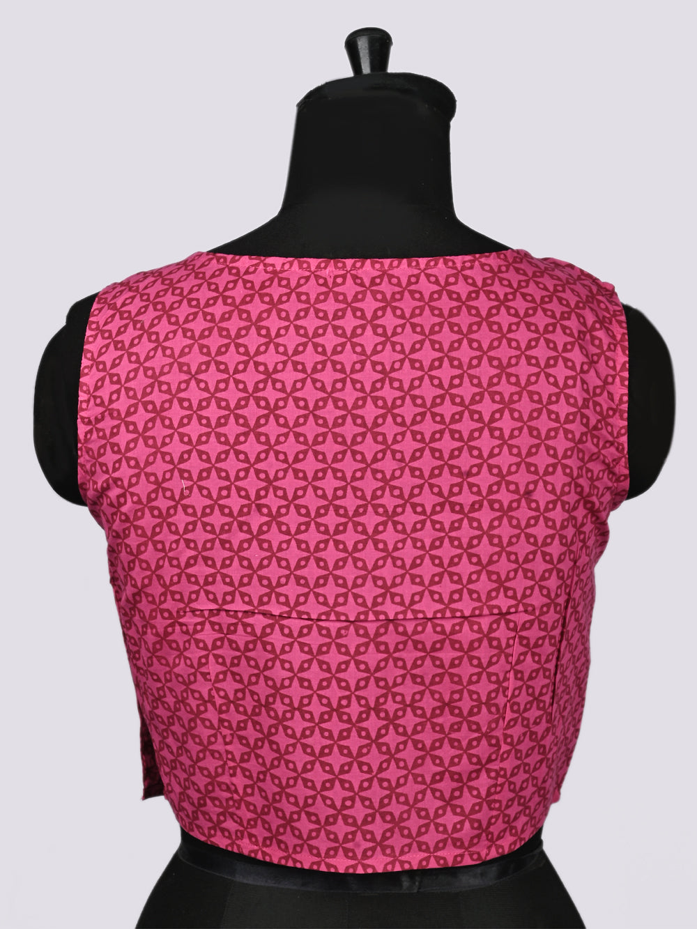 Pink Starry Sleeveless Printed Cotton Blouse