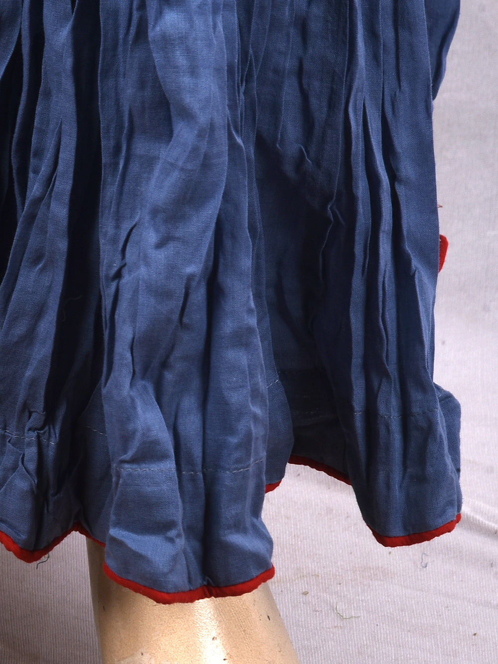 Plain Dyed Indigo Blue Crinkled Cotton Mulmul 48 Kali Kalidaar Skirt