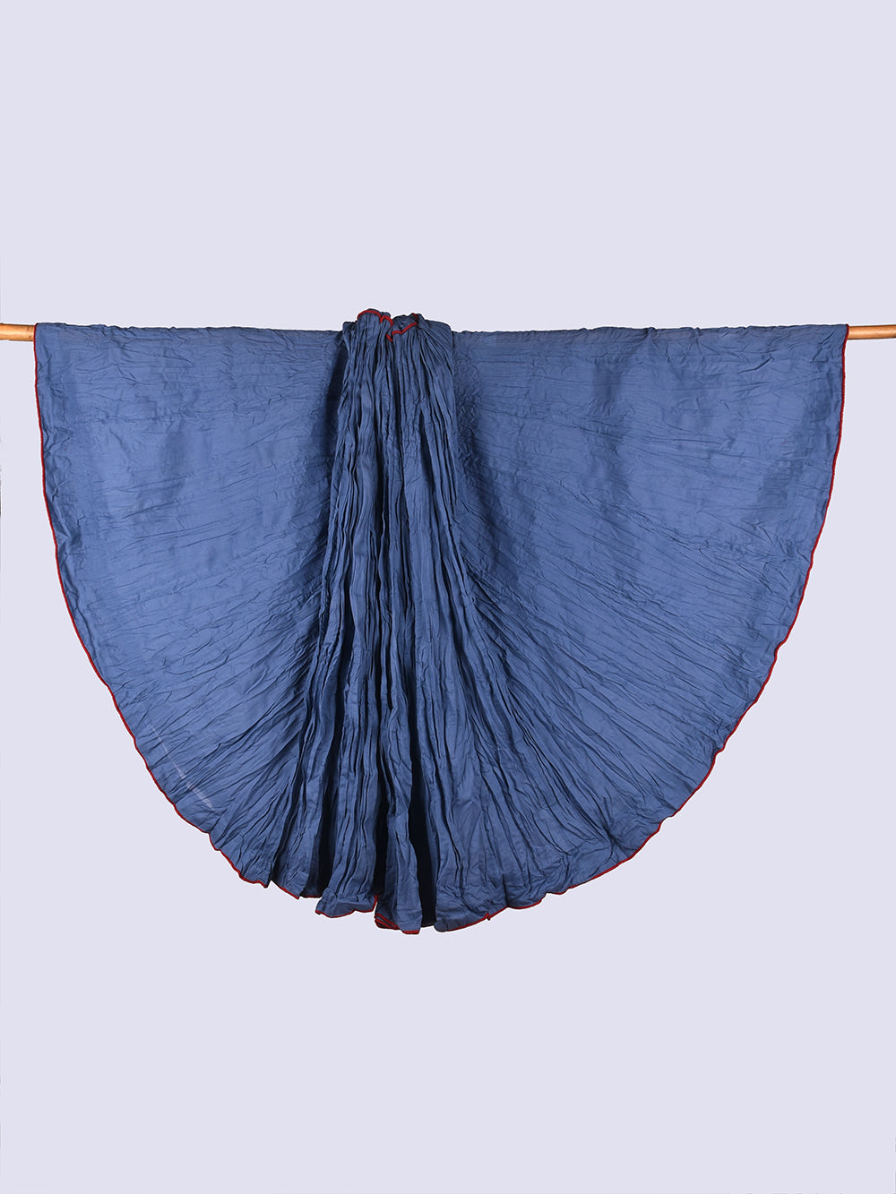 Plain Dyed Indigo Blue Crinkled Cotton Mulmul 48 Kali Kalidaar Skirt