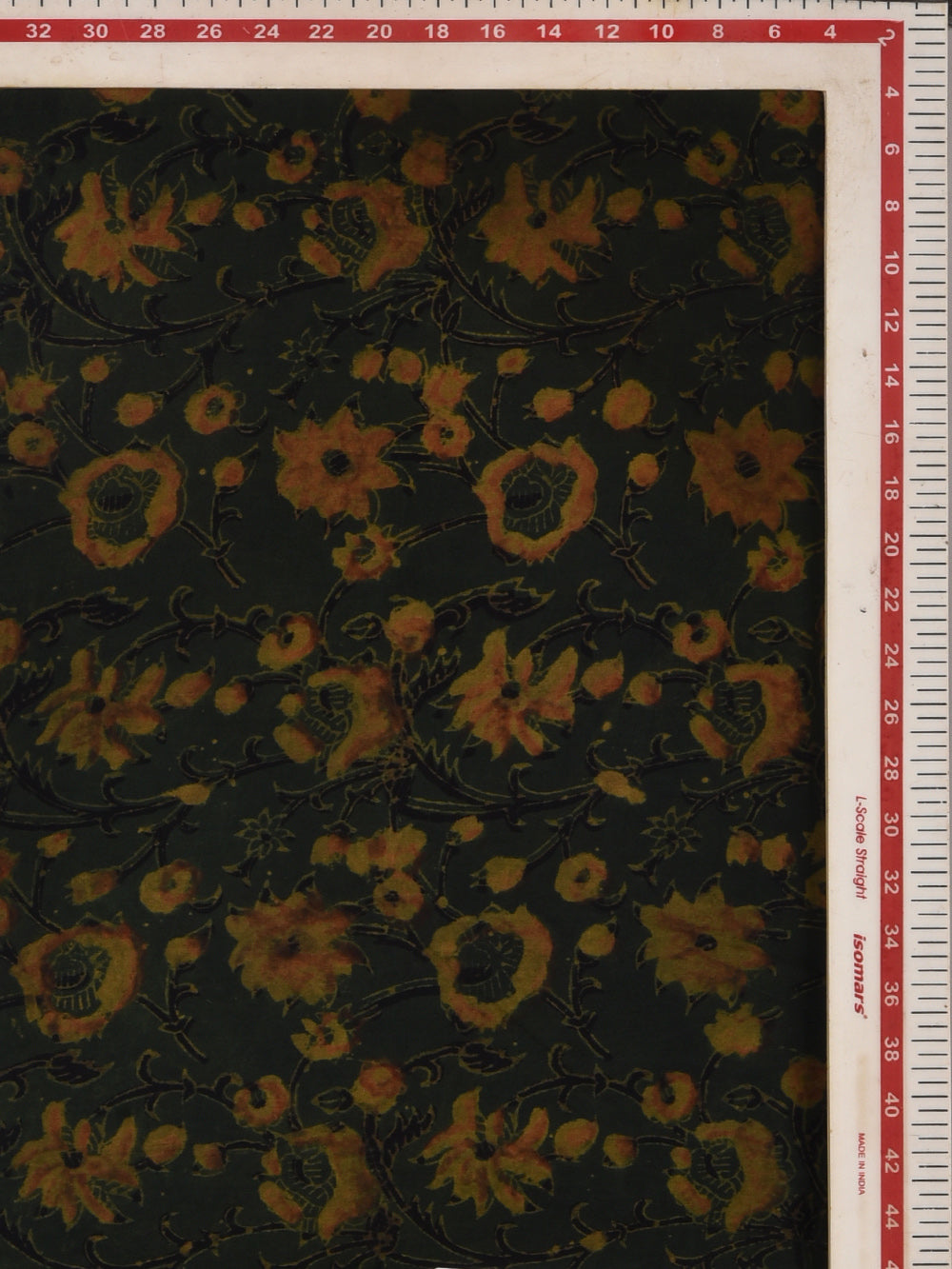 Green Jaal Ajrak Cotton Cambric Hand Printed Fabric