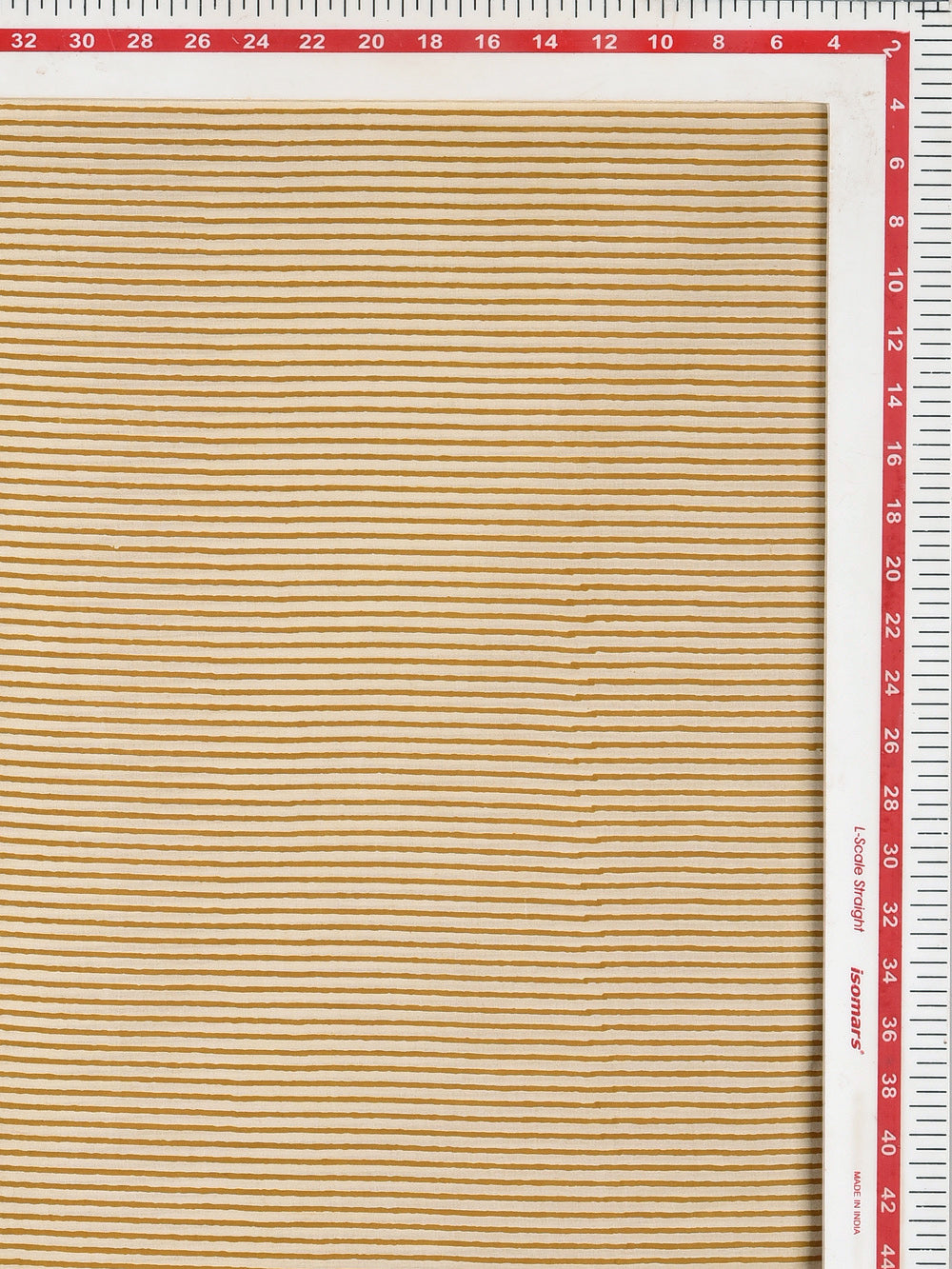 Bagru Yellow Sleek Stripes Pattern Hand Block Printed Cotton Cambric Fabric
