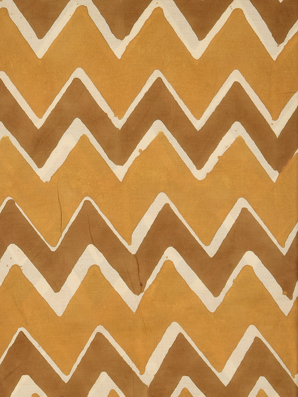 Bagru Yellow Big Dual Zig Zag Pattern Hand Block Printed Cotton Cambric Fabric