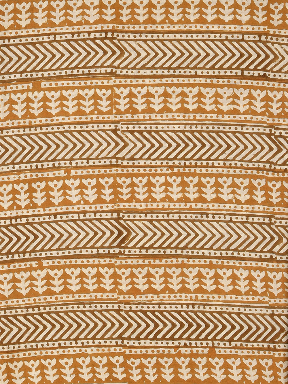 Bagru Yellow Border Parcha Geometric Pattern Hand Block Printed Cotton Cambric Fabric