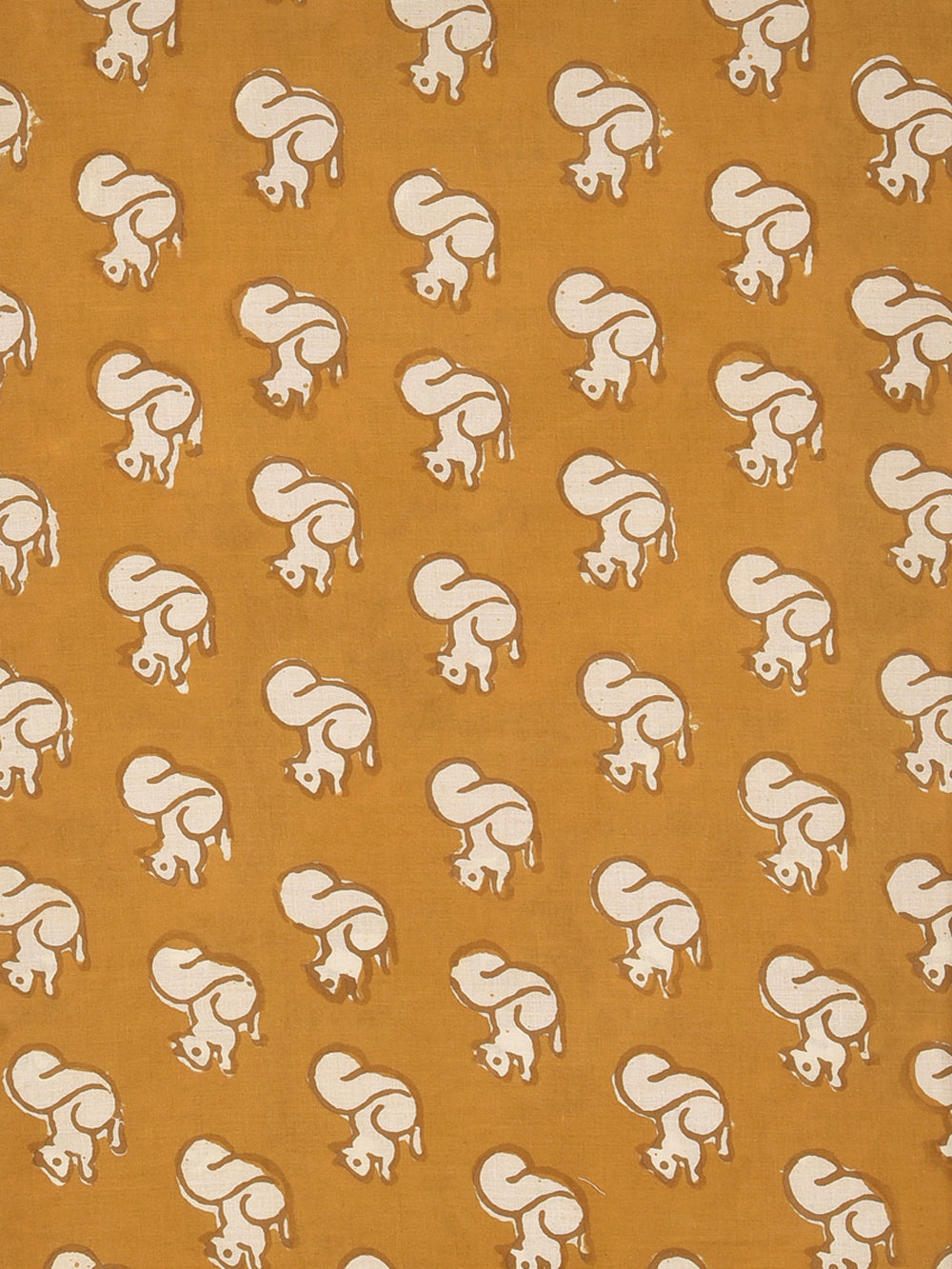 Bagru Yellow Gilaharee Squirrel Animal Pattern Hand Block Printed Cotton Cambric Fabric